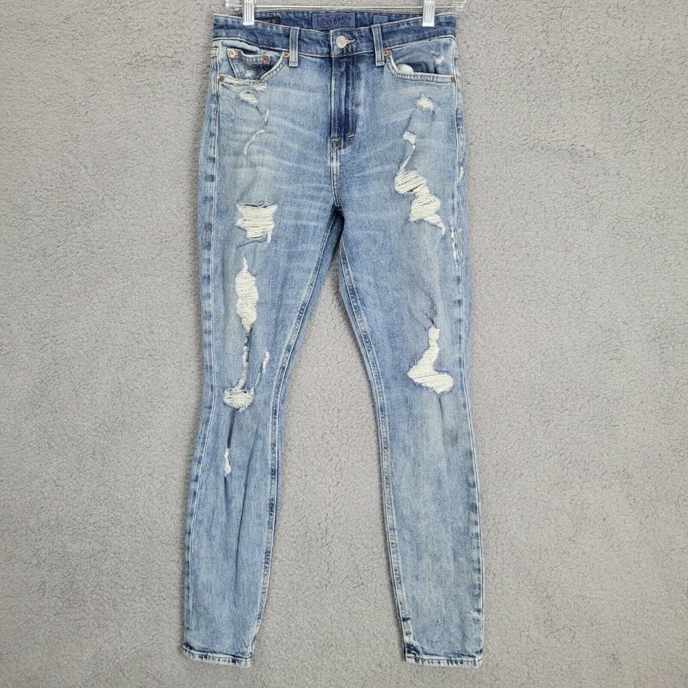 LUCKY BRAND Women's Size 2/26 Light Wash Distressed Bridgette Skinny Jeans